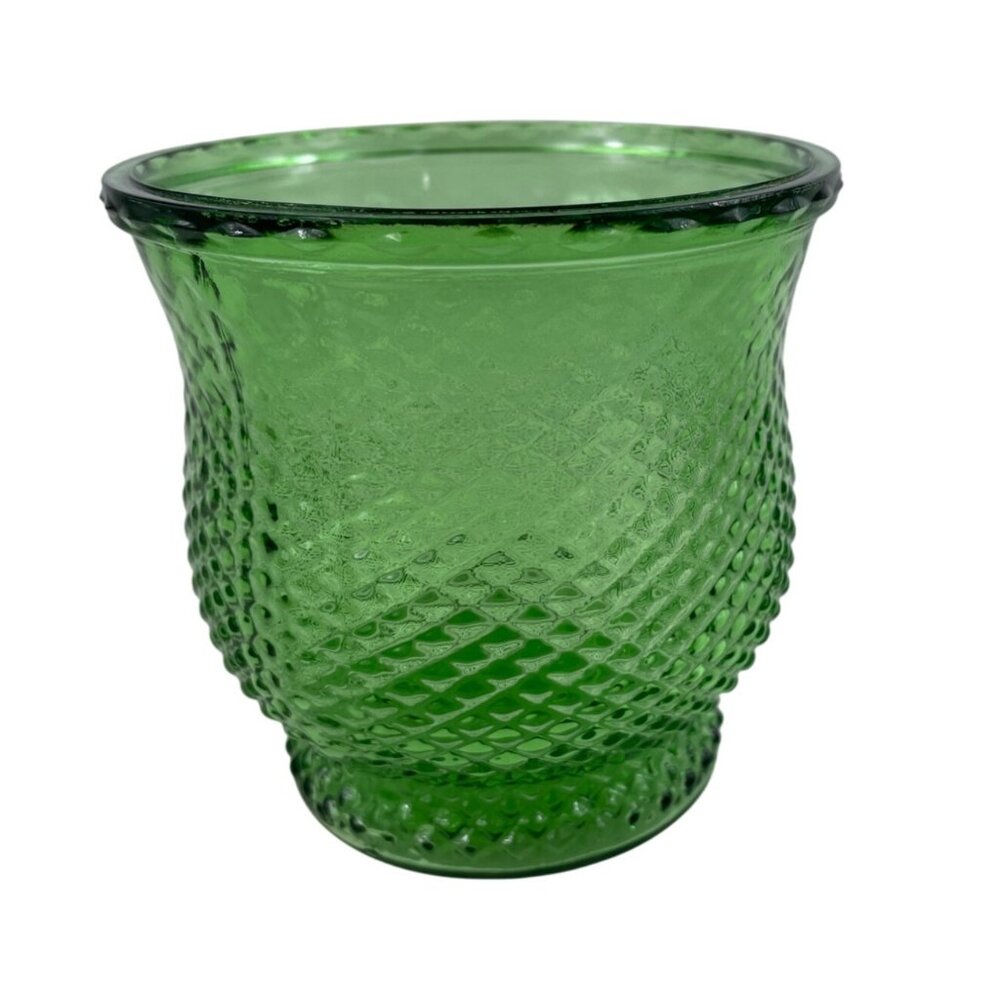 EO Brody Co 4" High Green Glass Vase Diamond Pattern - Picture 3 of 11